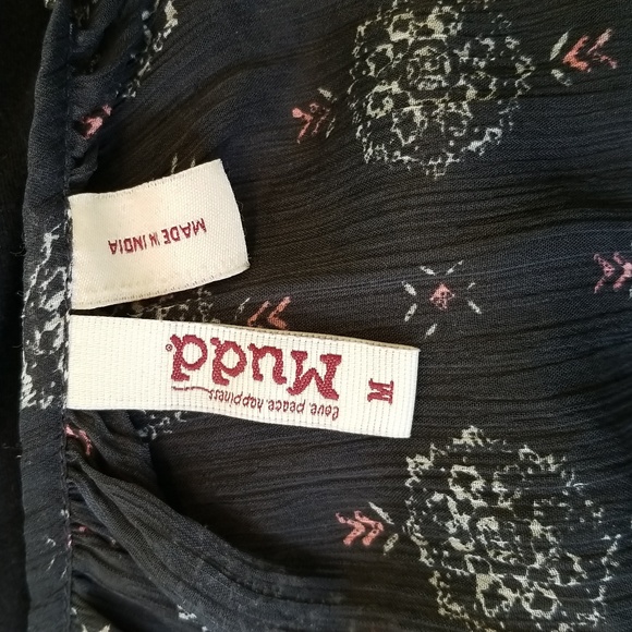 "Mudd" Size M Dark Navy Sheer Boho Top - Picture 9 of 12